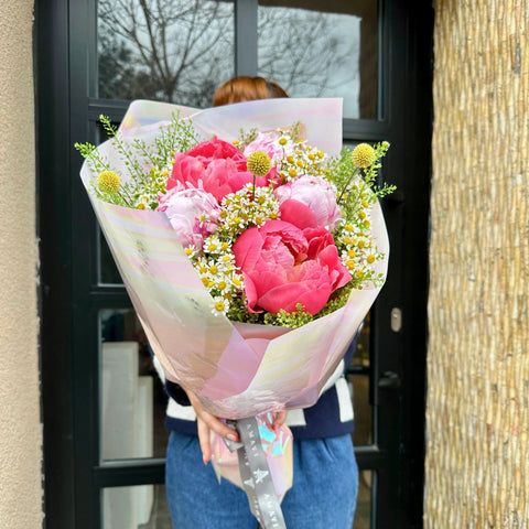 Hello Spring Peony Daisy Bouquet