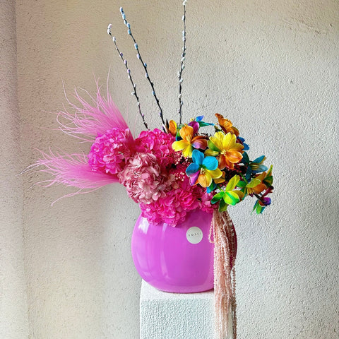 Sugar Pink Rainbow Blooms Lale Ortanca Aranjmanı