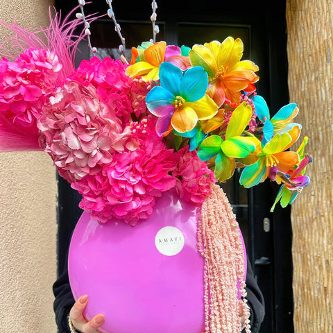 Sugar Pink Rainbow Blooms Lale Ortanca Aranjmanı
