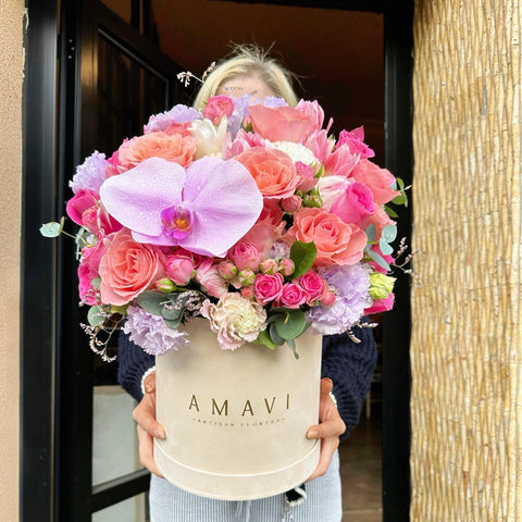 Coral Bloom Kadife Kutu Aranjman