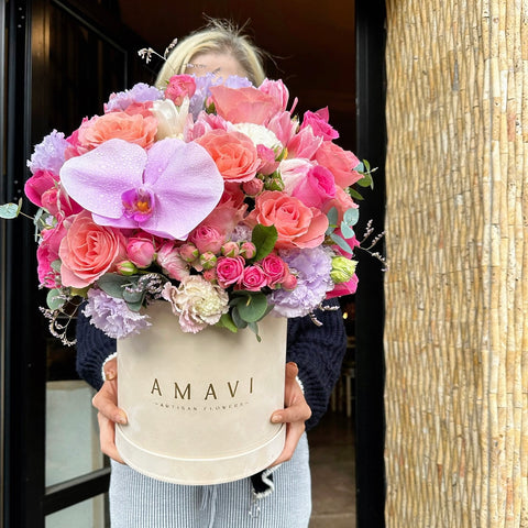 Coral Bloom Kadife Kutu Aranjman