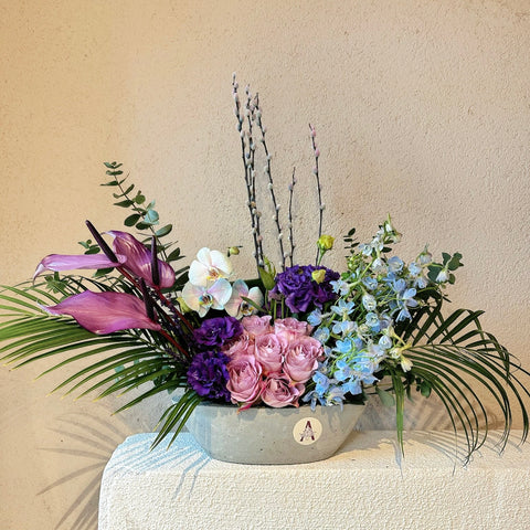 Arrangement in Amethyst Glow Ceramic Vase