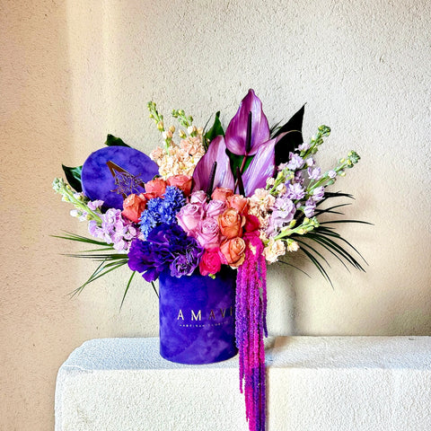 Royal Bloom Mor Kadife Kutuda Aranjman