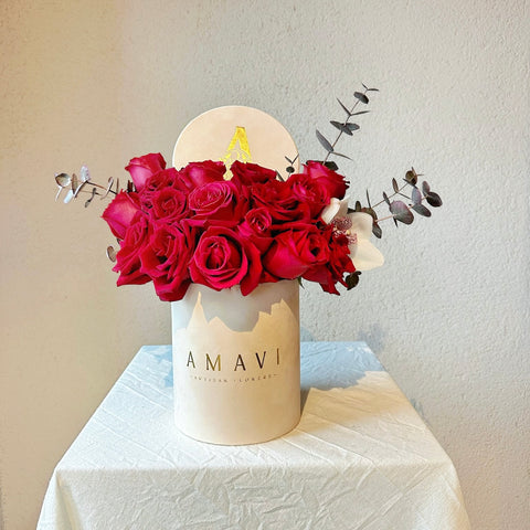 White & Red Delight Red Rose in Box