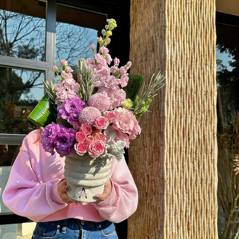 Sweet Pink Symphony Arrangement in Mini Vase
