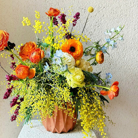 Happy Women's Mimosa Arrangement in a Vase
