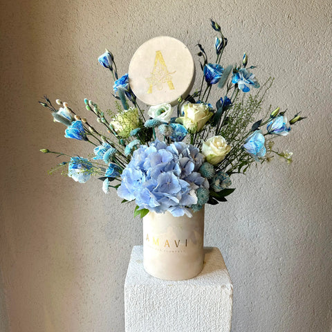 Dreamy Blue Hydrangea in Beige Box