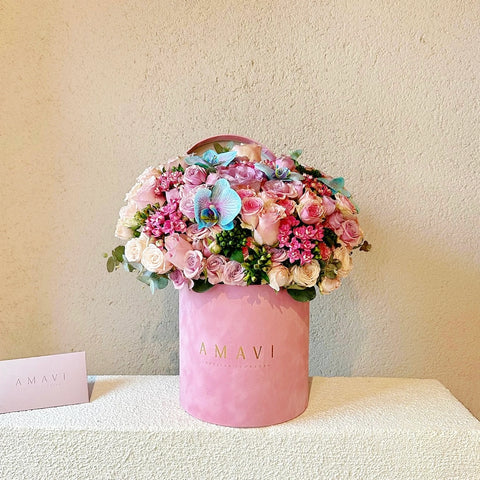 Sweet New Year Arrangement in Pink Velvet Box