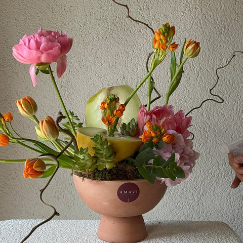 Lady Melon Concrete Vase Arrangement
