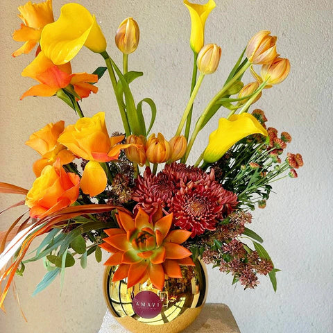 Golden Sunset Vase Arrangement