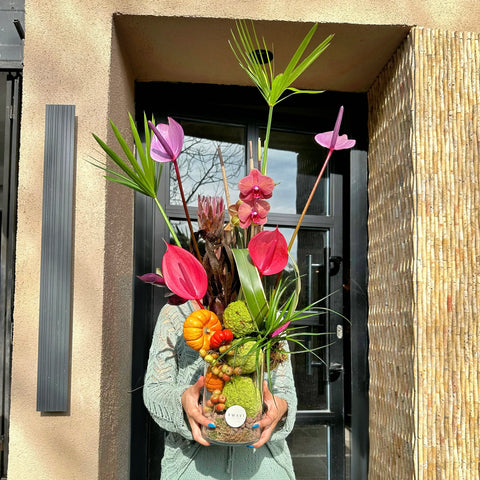 Tropical Paradise Arrangement in Glass Vase