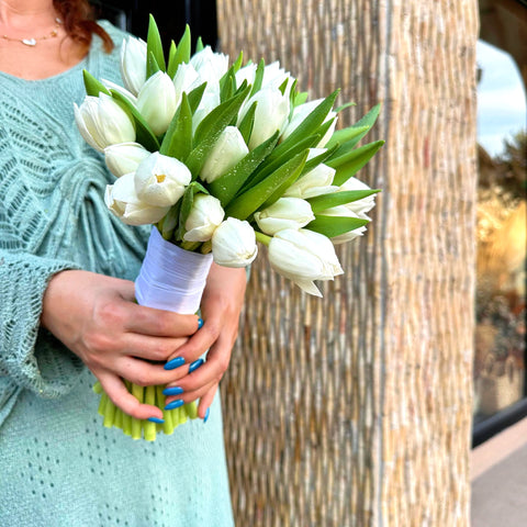Ashley White Tulip Bridal Bouquet