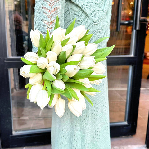 Ashley White Tulip Bridal Bouquet