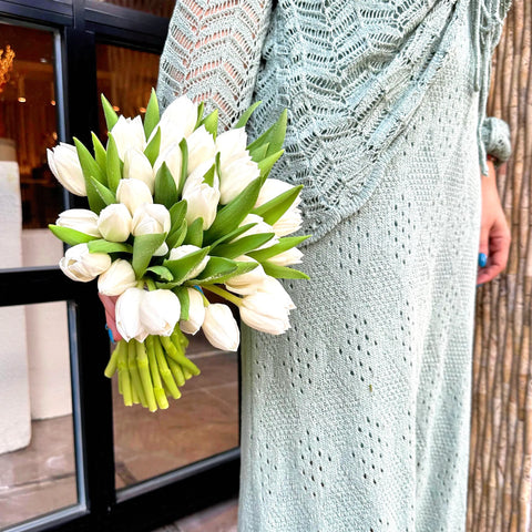 Ashley White Tulip Bridal Bouquet