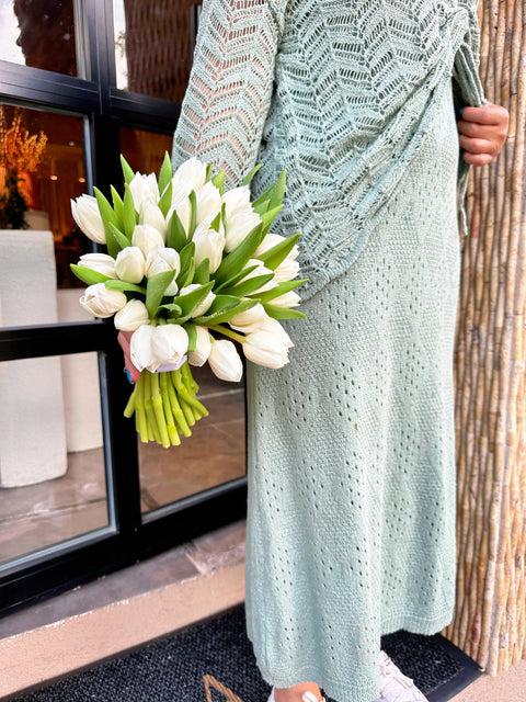 Ashley White Tulip Bridal Bouquet