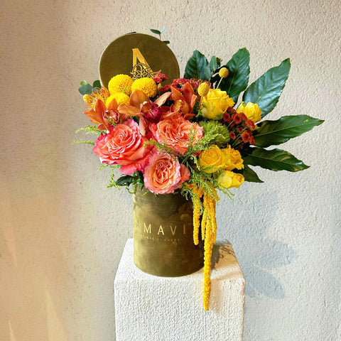 Wild Green Velvet Box Arrangement