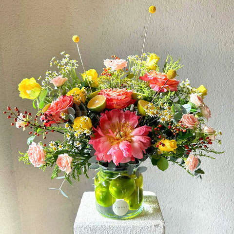 Colorful Arrangement of Fresh Spring Blooms in a Vase