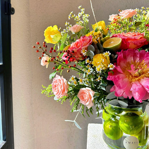 Colorful Arrangement of Fresh Spring Blooms in a Vase