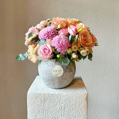 Soft Arrangement in Amore Mio Ceramic Vase