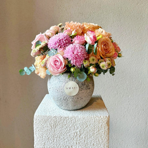 Soft Arrangement in Amore Mio Ceramic Vase