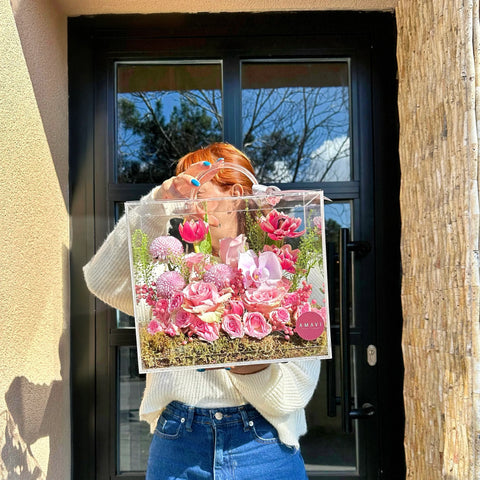 Pretty in Pink Bloom Bag Pink Tulips in Plexiglass Bag
