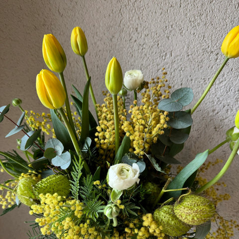 Yellow Tulips in a Glass Vase