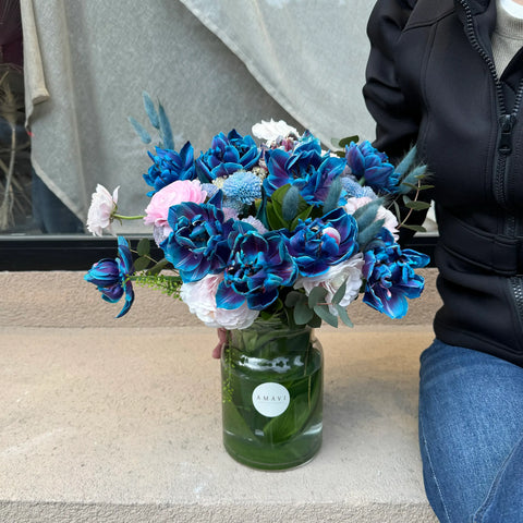 Pinky Blue Vase Arrangement