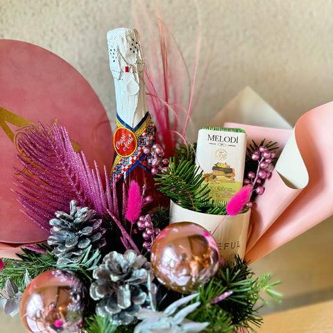 Pink Winter Alkolsüz Şampanyalı Premium Kutuda Aranjman