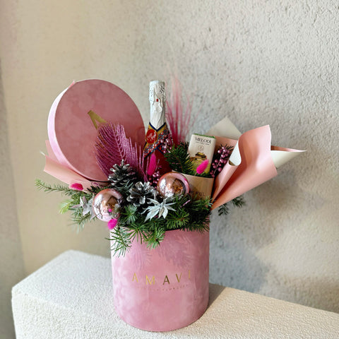 Pink Winter Alkolsüz Şampanyalı Premium Kutuda Aranjman