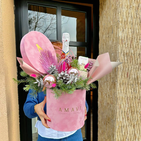 Pink Winter Alkolsüz Şampanyalı Premium Kutuda Aranjman