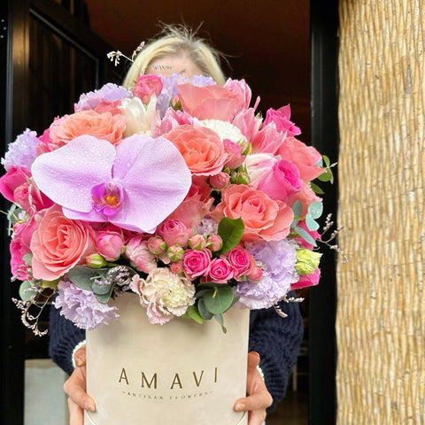 Coral Bloom Kadife Kutu Aranjman