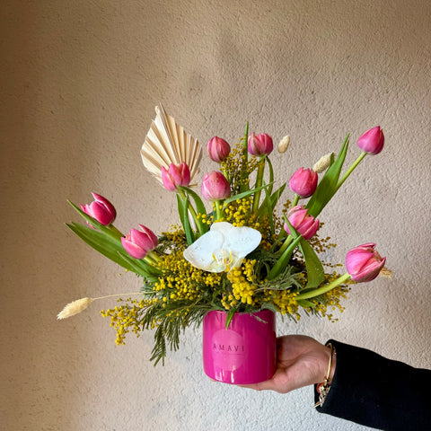 Soleil Bloom – Mini Vazoda Lale Aranjmanı