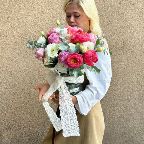 Romantic Peony Bloom Vazoda Aranjman