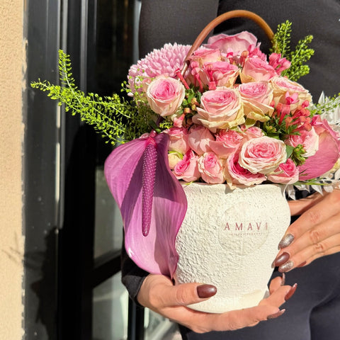 Rosé Meadow Mini Vazo Aranjmanı