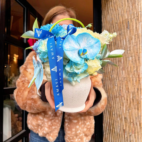 Soft Blue Reverie Seramik Vazoda Aranjman