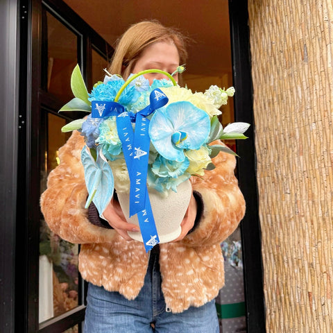 Soft Blue Reverie Seramik Vazoda Aranjman