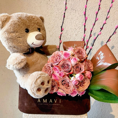 Valentine’s Blush Teddy Kutuda Aranjman