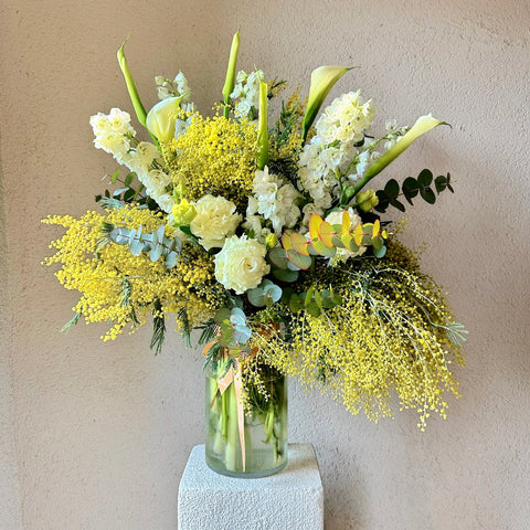 Special White Gala Vase Arrangement for Women's Day 