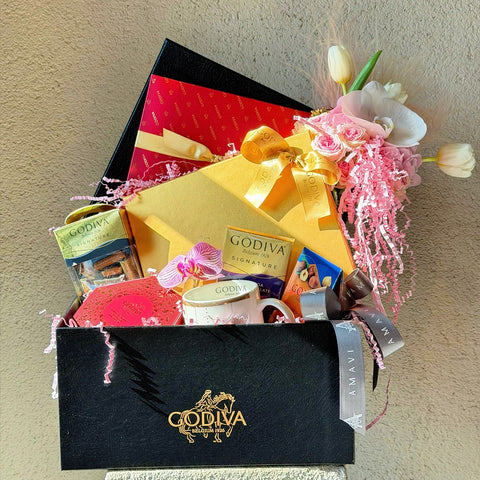 Golden Indulgence Luxury Chocolate & Bloom Box