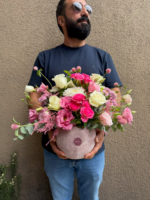 Eternal Blush Seramik Vazoda Soft Aranjman
