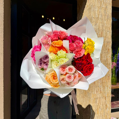 Rainbow Spectrum Deluxe Rose Bouquet