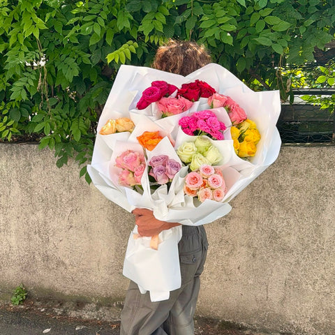 Rainbow Spectrum Deluxe Rose Bouquet