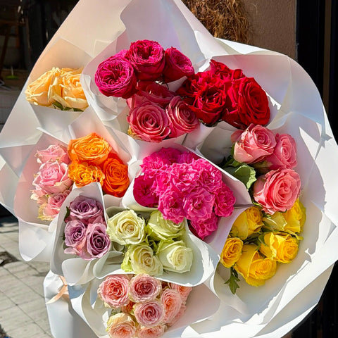 Rainbow Spectrum Deluxe Rose Bouquet