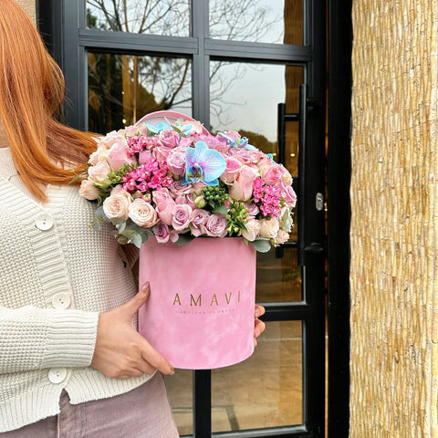 Sweet New Year Arrangement in Pink Velvet Box