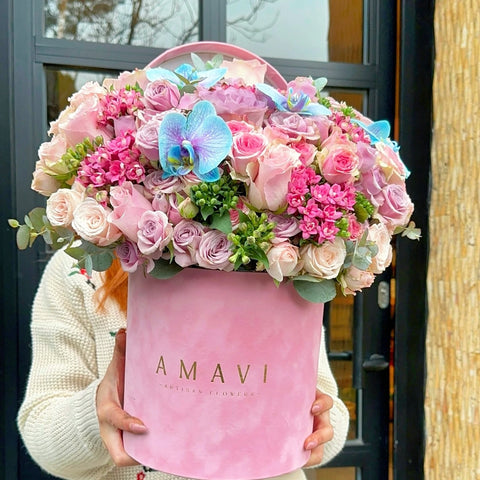 Sweet New Year Arrangement in Pink Velvet Box