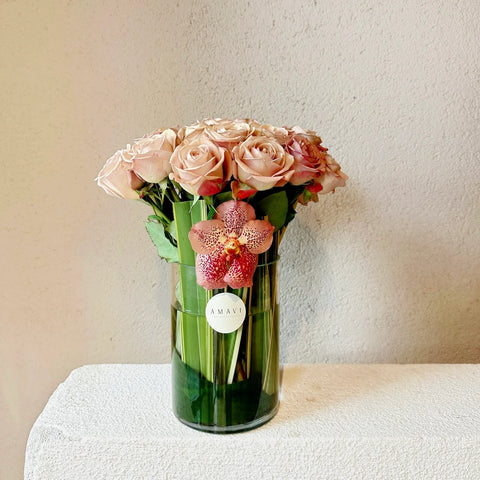 Sophisticated Rose Harmony 25 Cappuccino Roses in Vase