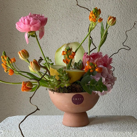 Lady Melon Concrete Vase Arrangement