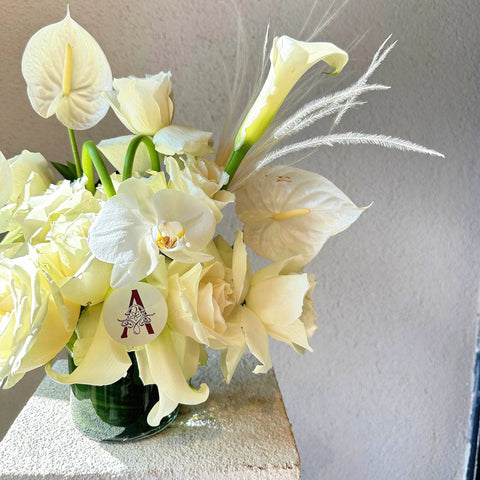 White Arrangement in Dreamy White Mini Vase 