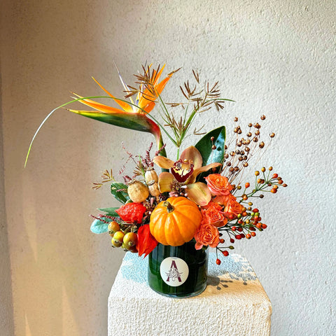 Sweet Pumpkin Arrangement in Mini Vase
