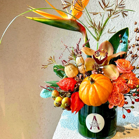 Sweet Pumpkin Arrangement in Mini Vase
